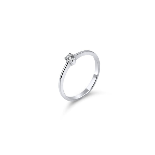 Solitaire Ring 14K White Gold with round Diamond •Timeless Ring •Love Ring •Valentine's Day Gift